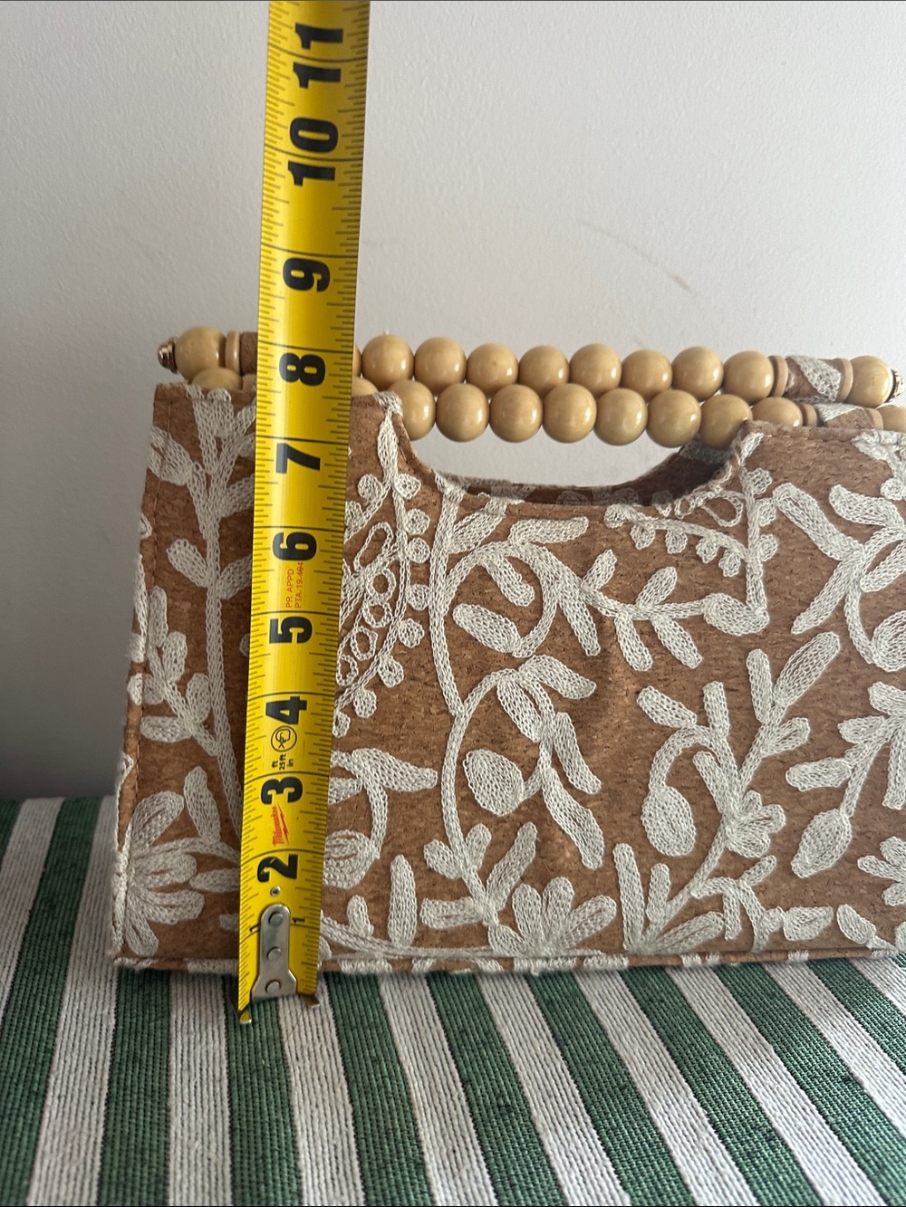Haute Hippie Floral Cork Embroidered Beaded-Handle Clutch - Picture 10 of 11